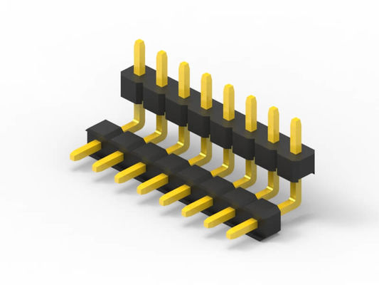Conector de cabeçalho masculino de 16 pinos 2,54 mm Pitch, duplo cabeçalho de pinos de plástico quadrado de ângulo direito