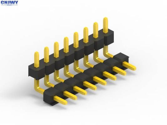 Conector de cabeçalho masculino de 16 pinos 2,54 mm Pitch, duplo cabeçalho de pinos de plástico quadrado de ângulo direito