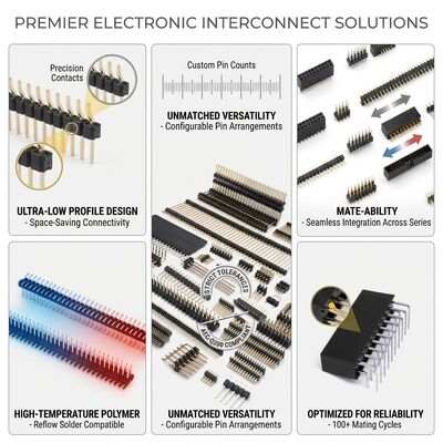 Conector de Pino Macho de Linha Única para Montagem em Superfície 2,54mm de Passo Placa de Circuito Impresso Montagem em Superfície