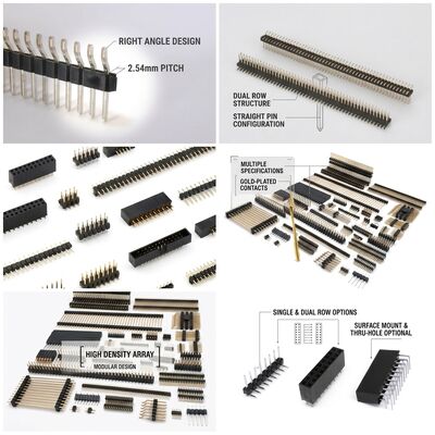 Conector de cabeçalho de pino macho reto de fileira dupla, passo de 2,54 mm, montagem em placa de circuito impresso com furos, configuração de 80 pinos