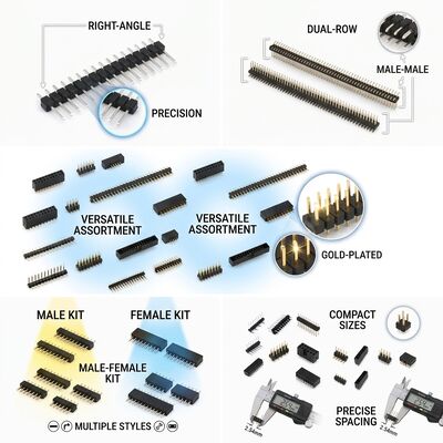 Conector de cabeçalho de pino macho reto de fileira dupla, passo de 2,54 mm, montagem em placa de circuito impresso com furos, configuração de 80 pinos