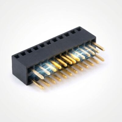 2.54mm Pitch Triple Row Female Header Connector 3x40P através do Hole Gold Flash PA6T