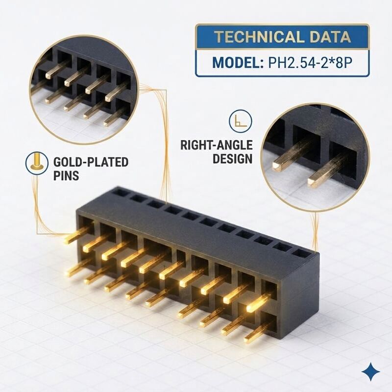 2.54mm Pitch Triple Row Female Header Connector 3x40P através do Hole Gold Flash PA6T