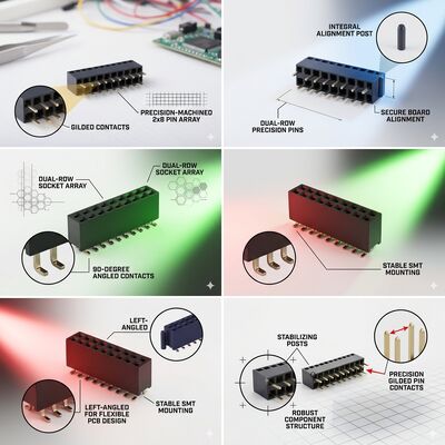 Alta temperatura PA9T 2.0MM Pitch Dual Row Female Header Connector Flash de ouro 04P-60P Socket PCB